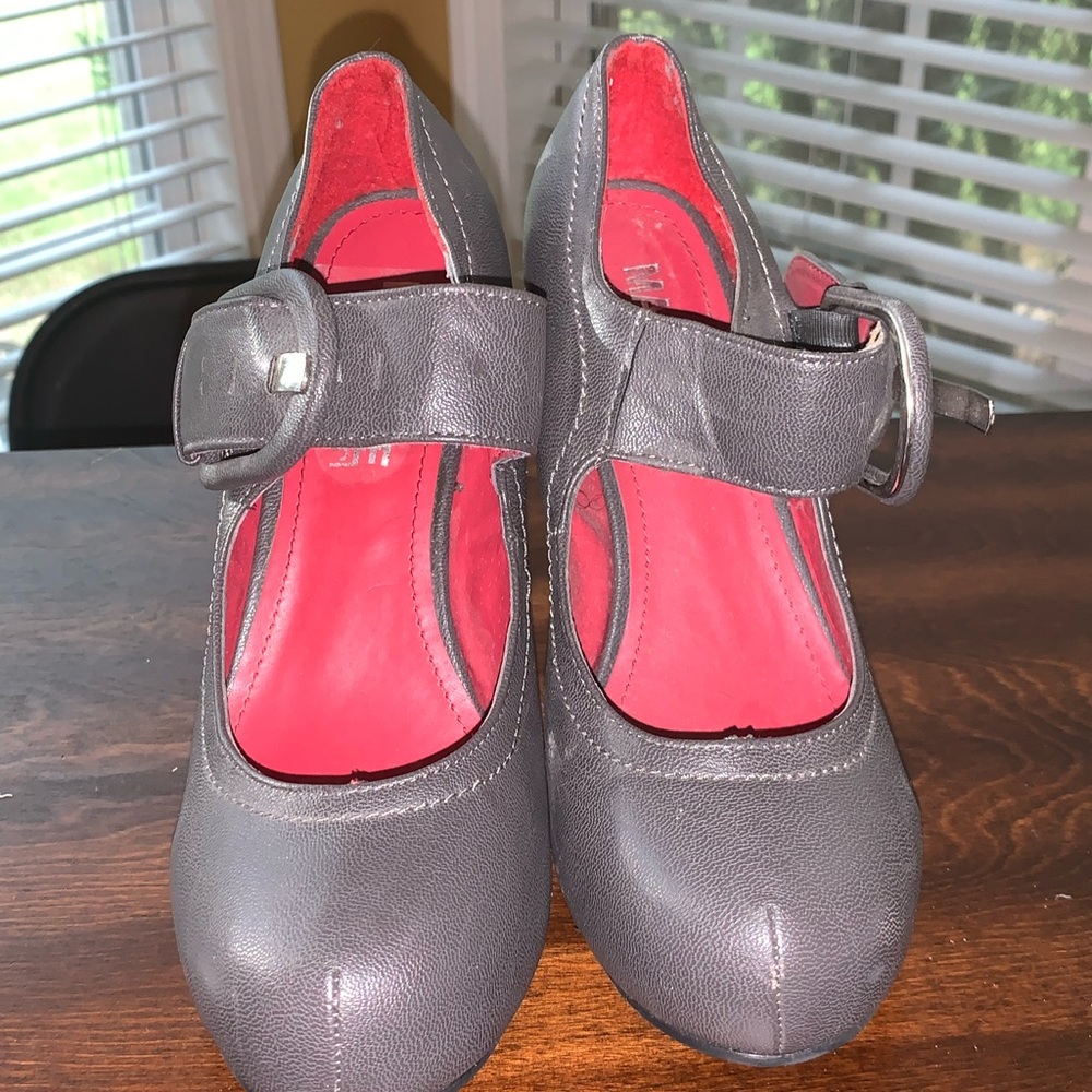 Gray Mary Jane Platform Heels